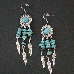 Southwest Boho Turquoise Dangle Earrings